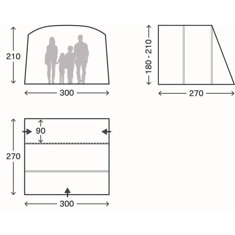 Kampa Waypoint Air Low Drive Away Campervan Awning 180-210 cm - View 2