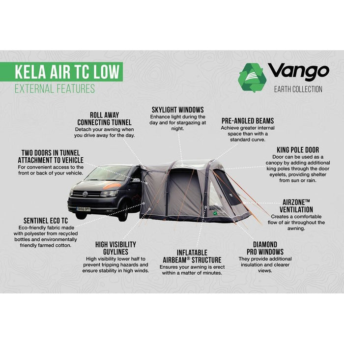 Vango Kela Air TC Low Drive Away Awning  (180 - 210cm) Campervan Vango - UK Camping And Leisure