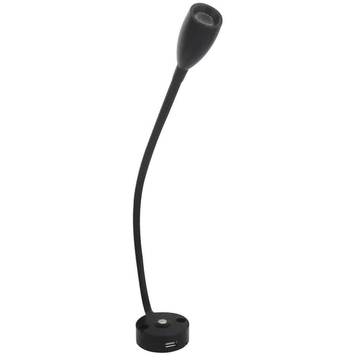 Long Neck Black LED Reading Light (Cool White / Touch Dimmable / USB) Aten Lighting - UK Camping And Leisure