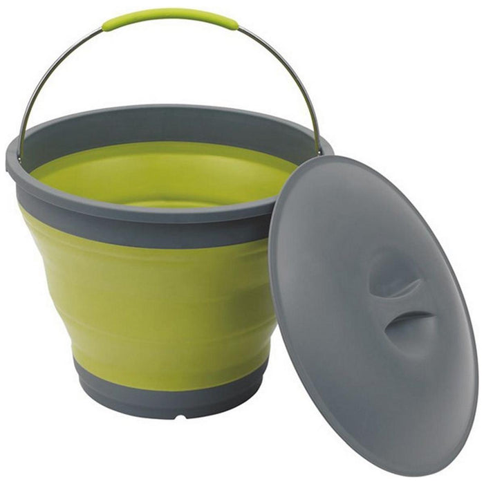 Collaps Bucket with Lid Green: Compact and Collapsible Camping Bucket with Lid