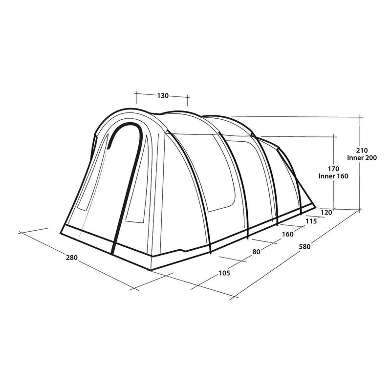 Outwell Rockwell 4 Pole Tent Blue 4 Person Outwell - UK Camping And Leisure