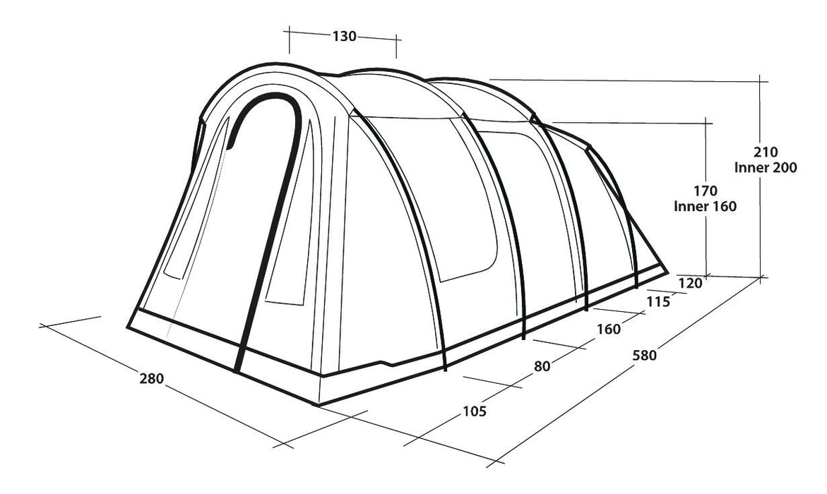 Outwell Rockwell 4 Pole Tent Blue 4 Person Outwell - UK Camping And Leisure