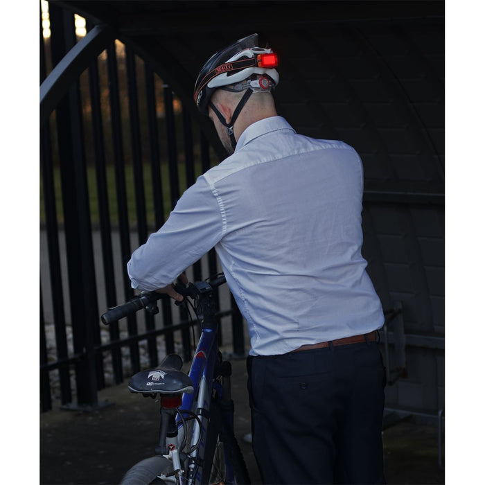 2W COB LED Rechargeable Head Torch Auto Sensor Cycling Front Rear Light Red Sealey - UK Camping And Leisure