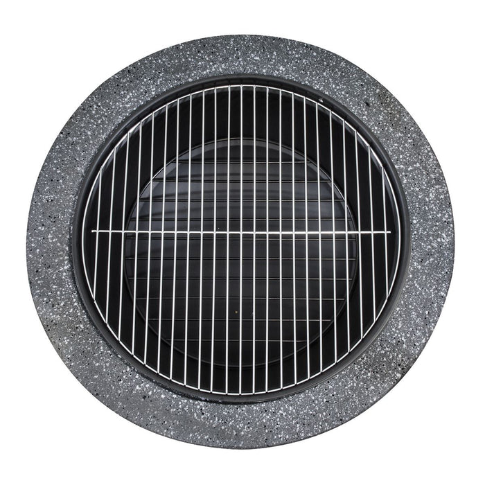 Dellonda Round MgO Fire Pit with BBQ Grill Ø75cm Safety Mesh Screen - Dark Grey Dellonda - UK Camping And Leisure