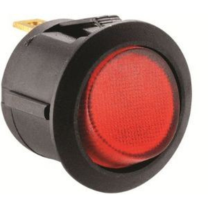 W4 12V Round Single Pole Rockeron/Off Illuminated Red 37210 W4 - UK Camping And Leisure
