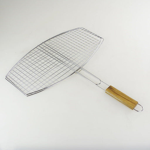 BBQ Barbecue Meat Burger Fish Long Handle 45 X 25cm Grill Large Oval Basket Edco - UK Camping And Leisure