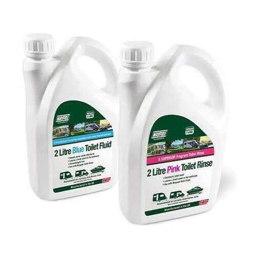 Eco Friendly Chemical Toilet Fluid & Rinse 2L Twin Pack for Caravan & Motorhome Maypole - UK Camping And Leisure