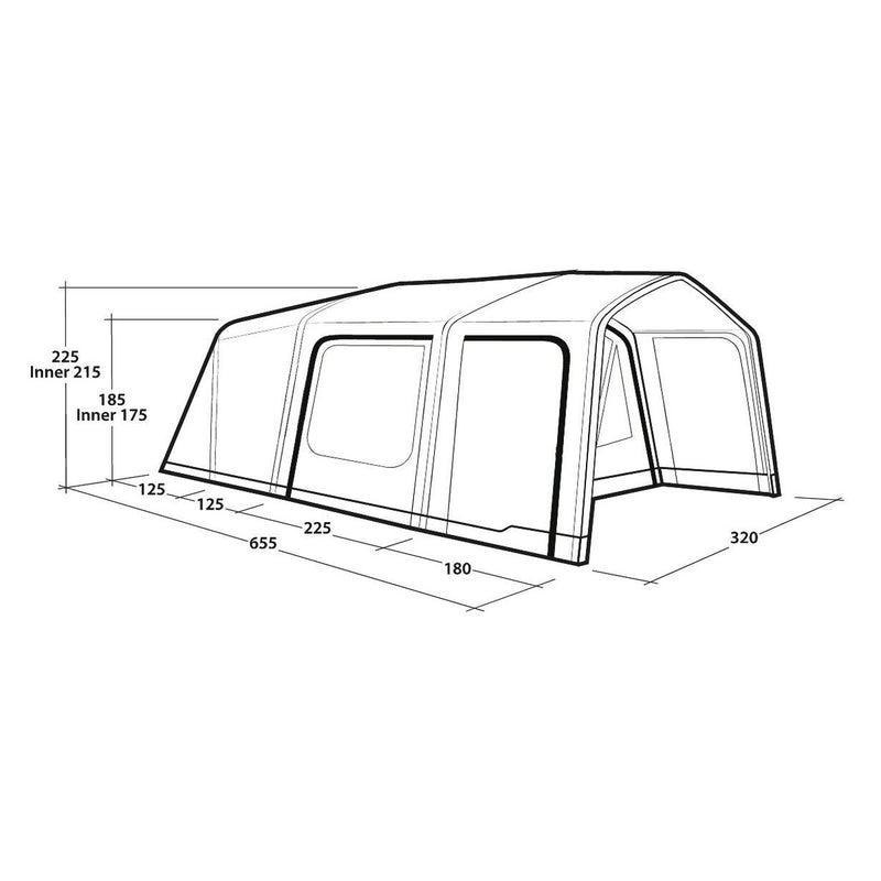 Outwell Boston 5 Air TC 5 Berth Three Room Tunnel Tent - View 18