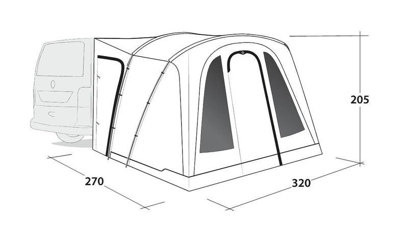 Outwell San Diego Driveaway Awning Grey | lightweight, compact pack, porch