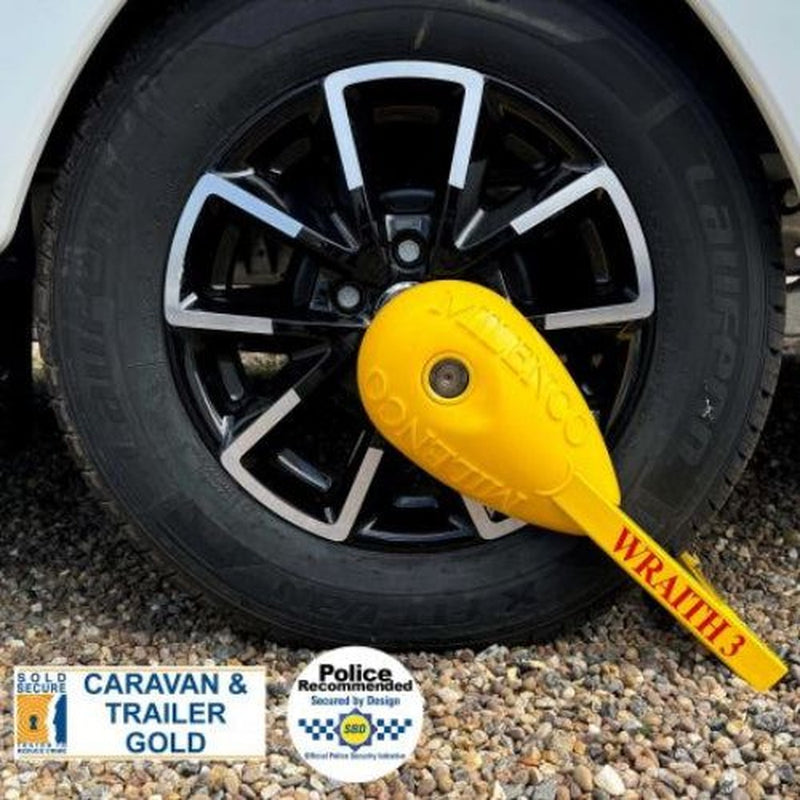Milenco Wheel Clamp Wraith 3 Compact Lightweight Sold Secure Caravan 7290