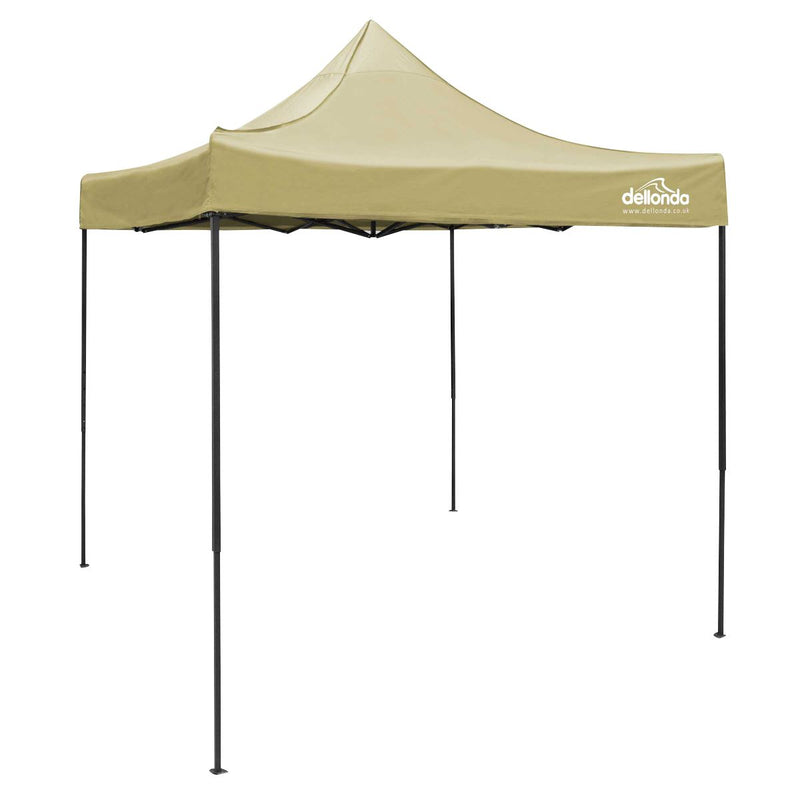Dellonda 2x2m Pop-Up Gazebo Heavy Duty  Carry Bag Rope Stakes & Weight Beige Dellonda - UK Camping And Leisure