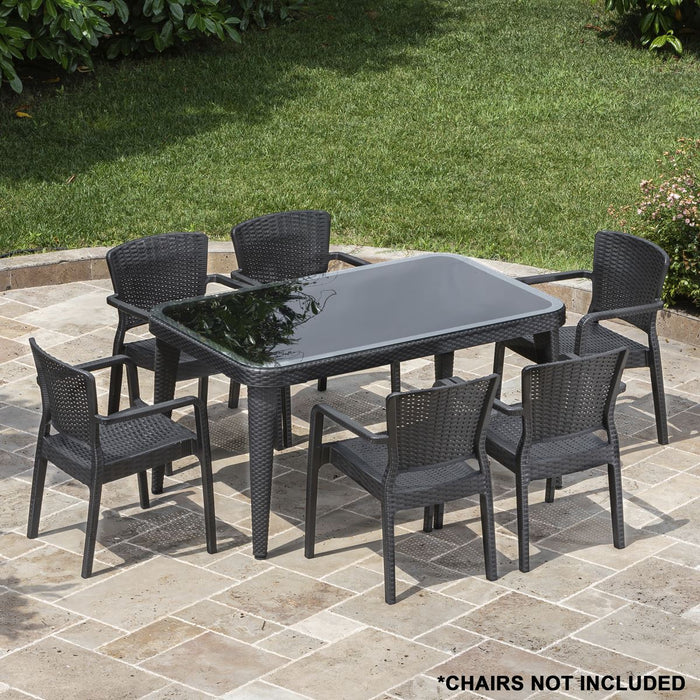 Dellonda Dining Tables with Tempered Glass Top 150 x 90 x 76cm - Anthracite Dellonda - UK Camping And Leisure