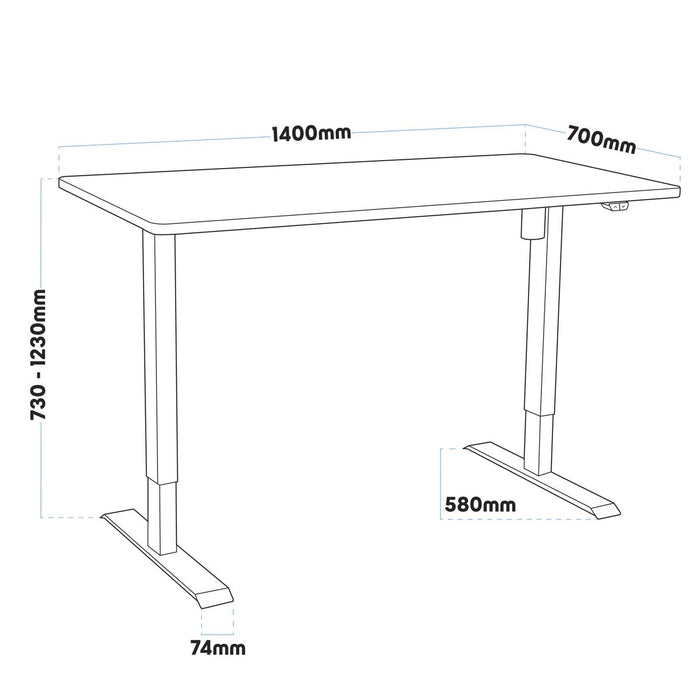 Dellonda Black Electric Height Adjustable Standing Desk Memory Quiet 1400x700mm Dellonda - UK Camping And Leisure