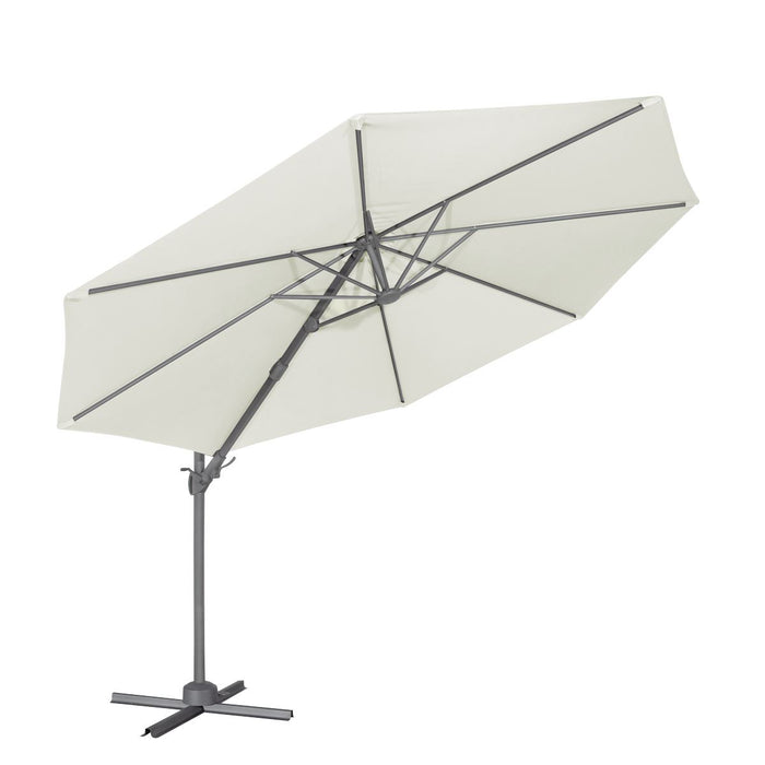 Dellonda Cantilever Parasol with 360 Rotation, Tilt & Cover 3m - Cream Dellonda - UK Camping And Leisure