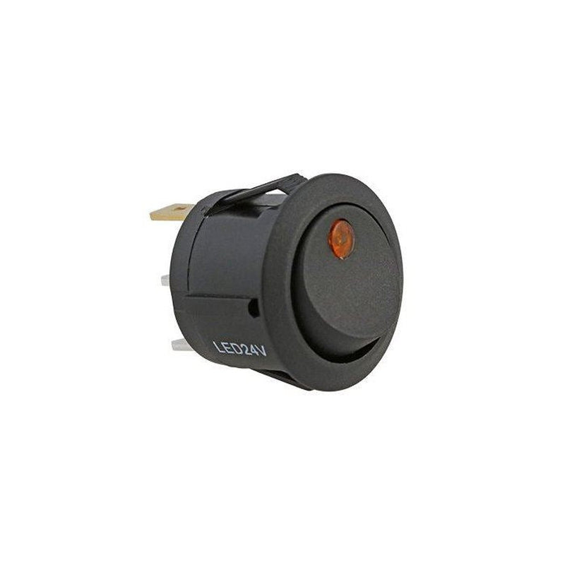 W4 Round Rocker Switch 12V-24V 22Mm Amber Dot, Led Illumination | UK Camping and Leisure