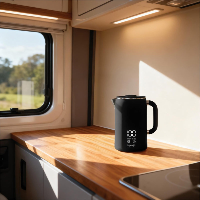 Leisurewize Caravan Camping Sleek LED Display Kettle 1.7L Black - View 3