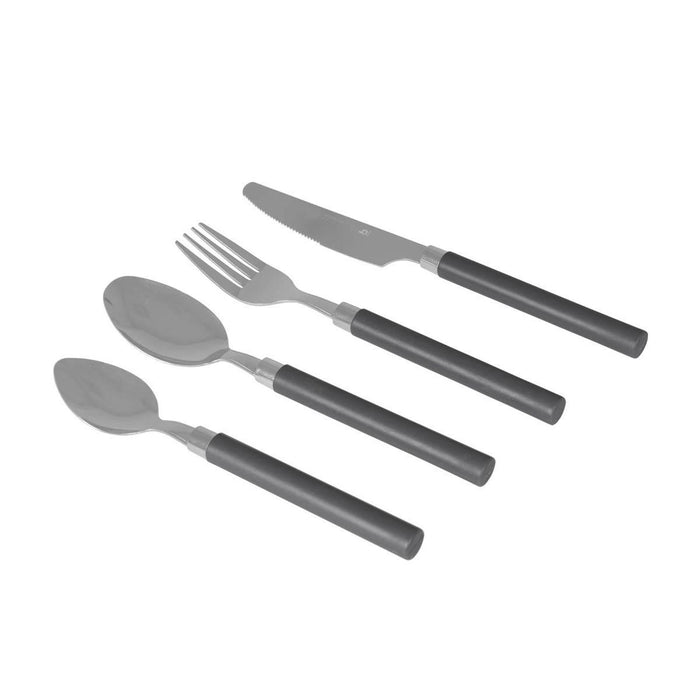 Bo-Camp Cutlery Set with Basket 24 Pieces 6 Persons Grey Bo-Camp - UK Camping And Leisure