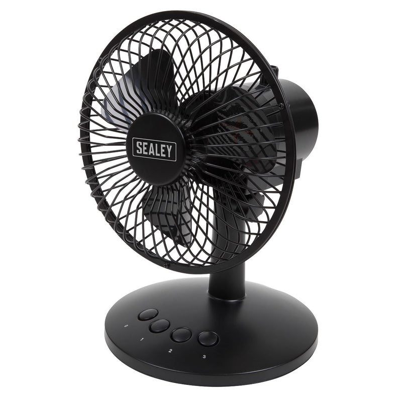 Sealey 150mm 6" 3 Speed Oscillating Desk Fan Home Office Portable USB or Battery Sealey - UK Camping And Leisure