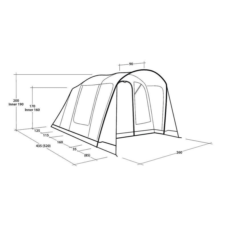 Outwell Monterey 4 Air 4 Berth Three Room Tunnel Tent - View 12
