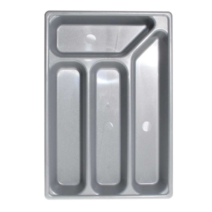 Plastic Cutlery Tray with 4 Compartments 356 x 243mm (Silver) AG - UK Camping And Leisure
