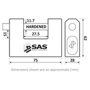SAS Security Products SAS HD85-75 Sliding Shackle Padlock Lock Standard - Image 6 of 6 | UK Camping and Leisure