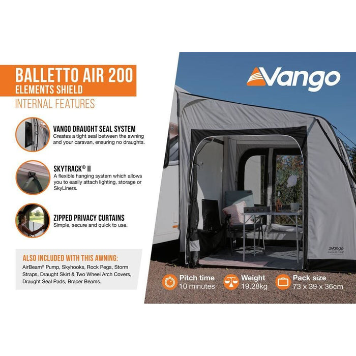 Vango Balletto Air 200 Elements Shield Caravan Awning Vango - UK Camping And Leisure