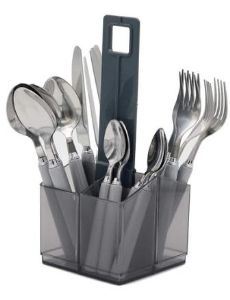 Grey 16Pc Cutlery Set & Holder UK Camping And Leisure - UK Camping And Leisure
