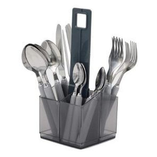 Grey 16Pc Cutlery Set & Holder UK Camping And Leisure - UK Camping And Leisure