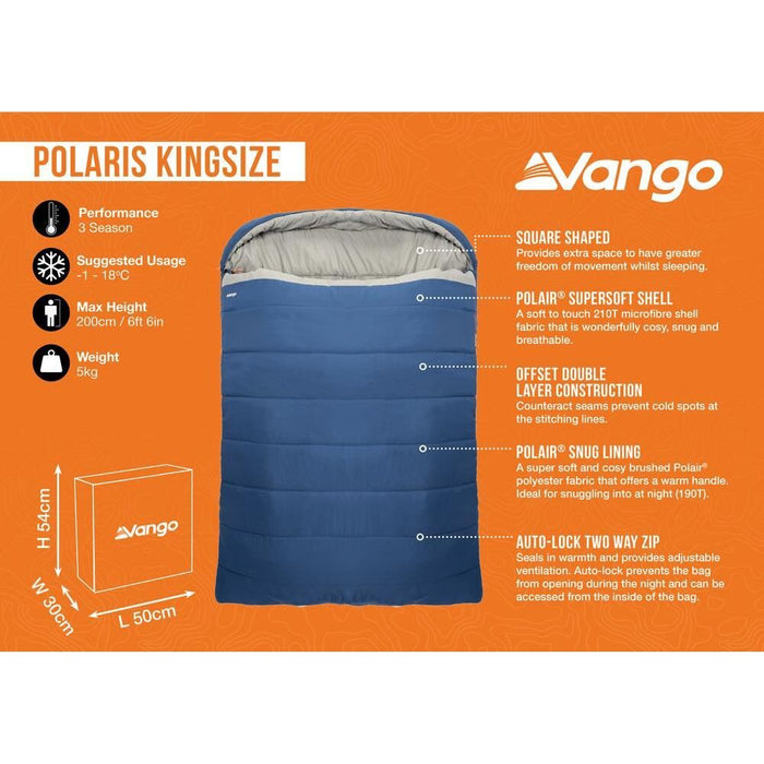 Vango Polaris Kingsize Sleeping Bag Kingsize Neptune Vango - UK Camping And Leisure