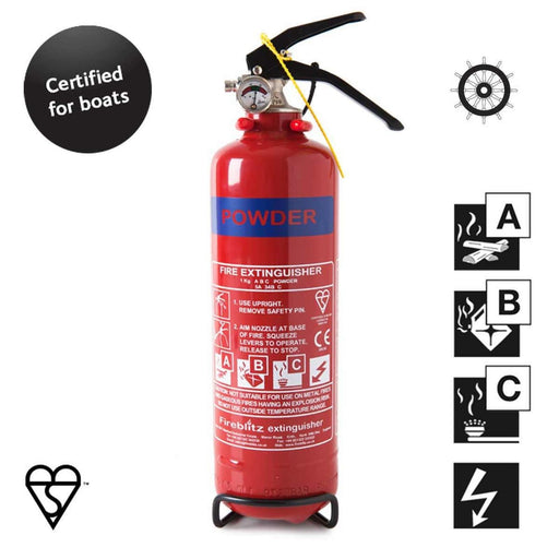 FireBlitz ABC Powder Fire Extinguisher (1kg / 5A/34B) Med Ships Wheel FireBlitz - UK Camping And Leisure