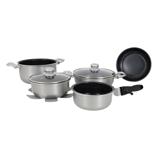 Gimex Cookware Induction Silver 8 Pieces Gimex - UK Camping And Leisure