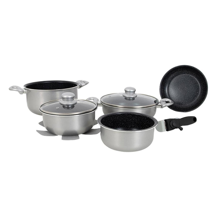 Gimex Cookware Induction Silver 8 Pieces Gimex - UK Camping And Leisure