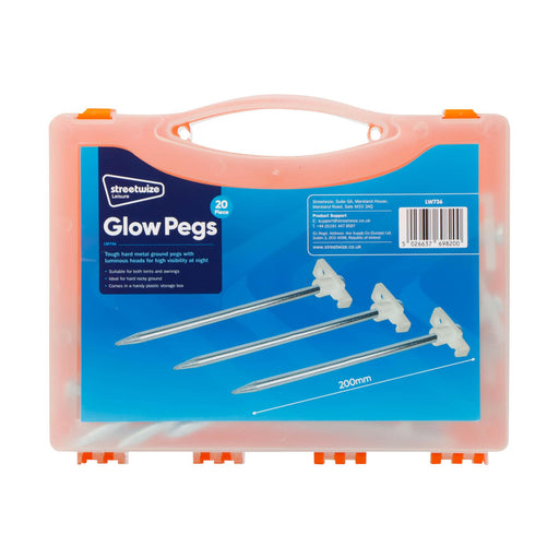 Leisurewize 20 Pc Heavy Duty Glow Tent Pegs Set 7x200mm Leisurewize - UK Camping And Leisure