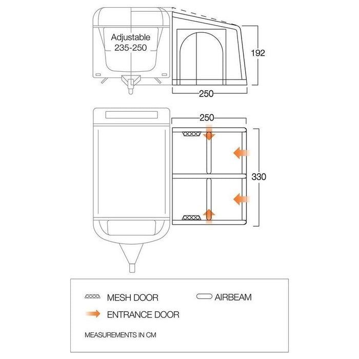 Vango Balletto Air 330 Elements ProShield Caravan Awning Vango - UK Camping And Leisure