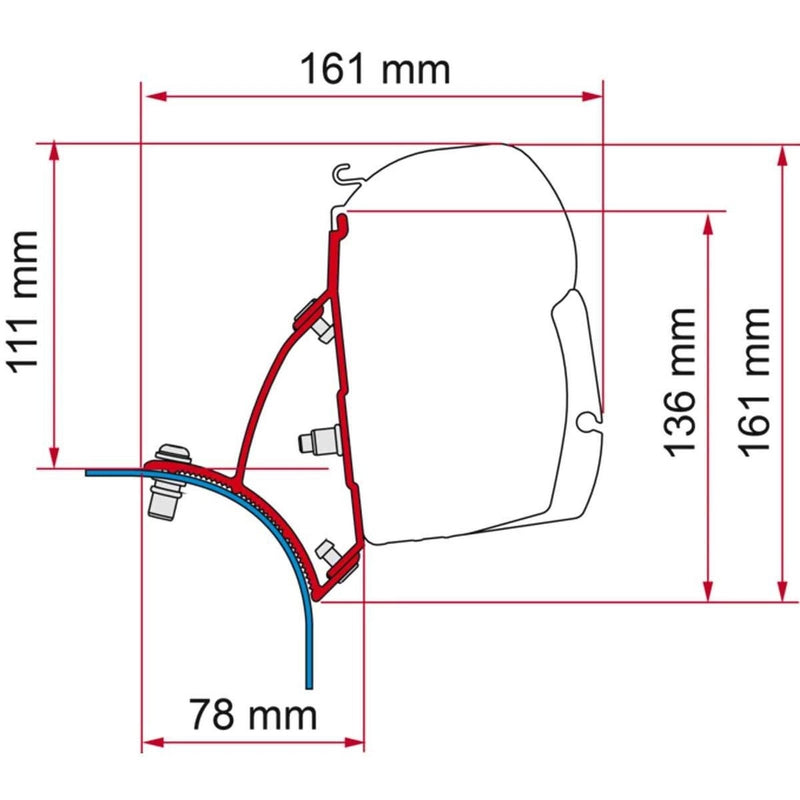 Fiamma F45 Bracket for VW T5/T6 Transporter Lift Roof RHD - Deep Black Fiamma - UK Camping And Leisure