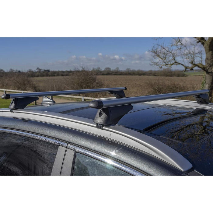 Summit SUM-005 Locking Roof Bars in Aluminium (Pair of) For Cars with Flush Rails - 1.35m, Silver Summit - UK Camping And Leisure