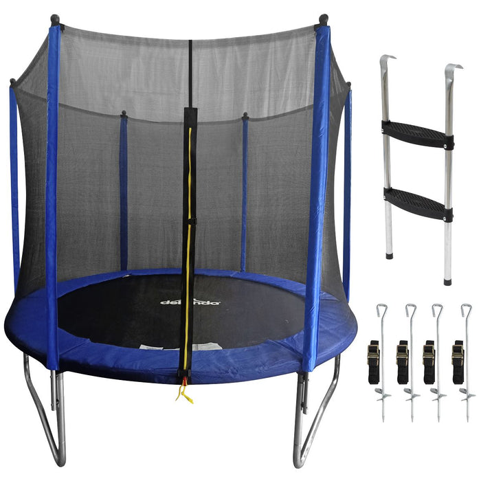 Dellonda Heavy-Duty Outdoor Trampoline Safety Enclosure Net Anchors & Ladder 8ft Dellonda - UK Camping And Leisure