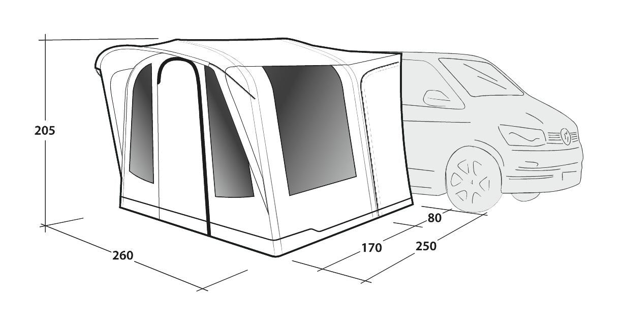 Outwell Santa Monica Driveaway Air Awning Grey Outwell - UK Camping And Leisure