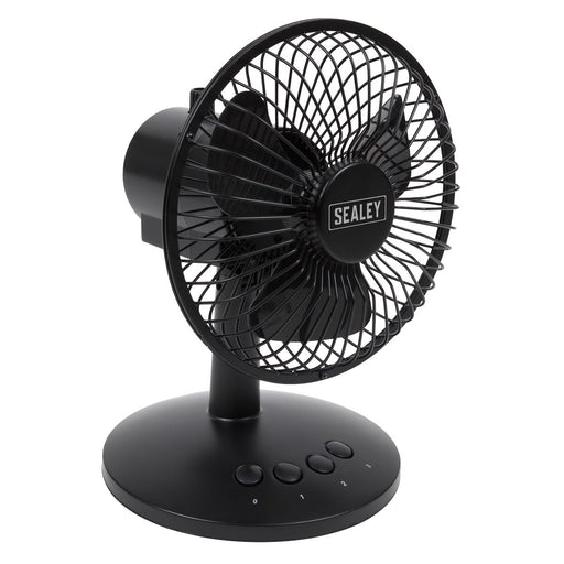 Sealey 150mm 6" 3 Speed Oscillating Desk Fan Home Office Portable USB or Battery Sealey - UK Camping And Leisure