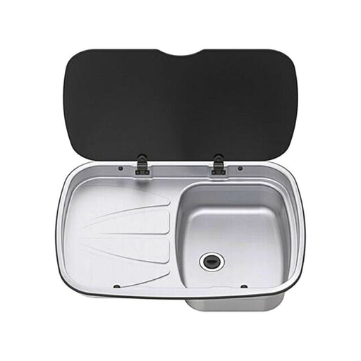 Thetford Argent Sink with Left Hand Drainer and Black Glass Lid Thetford - UK Camping And Leisure