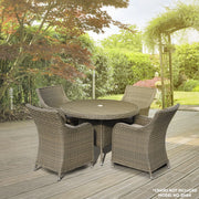 Dellonda Chester Rattan Wicker Round Outdoor Dining Table Tempered Glass Top Dellonda - UK Camping And Leisure