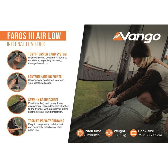 Vango Faros III Air Low Drive Away Awning Low Cloud Grey Vango - UK Camping And Leisure