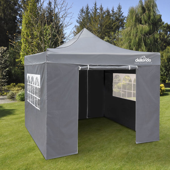 Dellonda 3x3m Pop-Up Gazebo & Side Walls Water Resistant Fabric - Grey Dellonda - UK Camping And Leisure