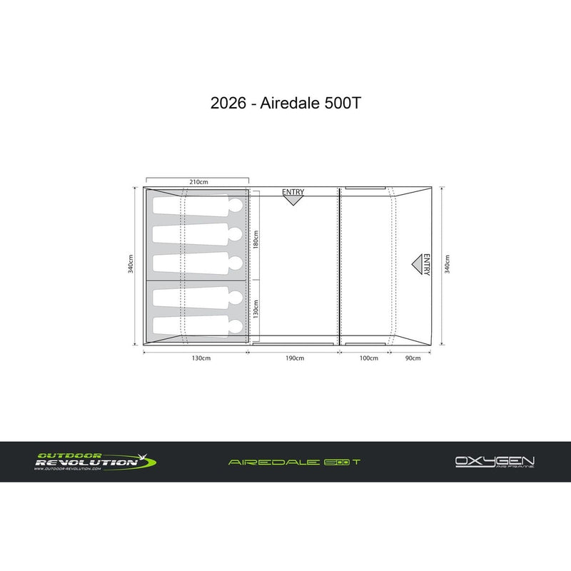 Outdoor Revolution Airedale 500T Air Tent 5 Berth Family Tent Inc Footprint - View 17