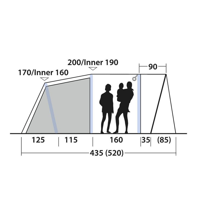 Outwell Monterey 4 Air 4 Berth Three Room Tunnel Tent - View 10