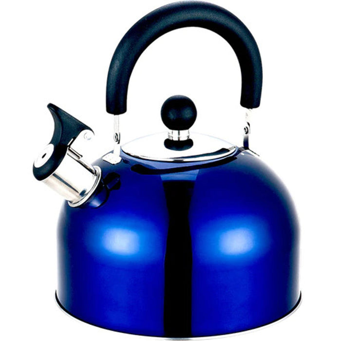 Olpro 2 Litre Stainless Steel Whistling Kettle Blue Olpro - UK Camping And Leisure