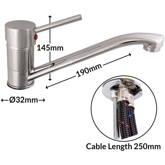 Stilo Chrome Mixer Tap 19cm Spout Durable Chrome Mixer Tap with 19cm Spout fo Nova - UK Camping And Leisure