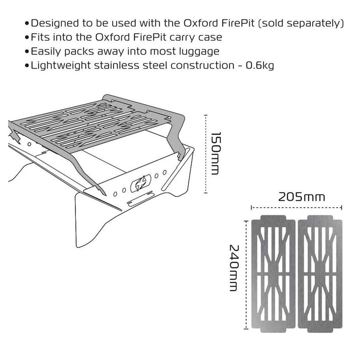 Oxford Grill for Firepit: Stainless Steel Cooking Grate for Outdoor Fire Pit Oxford - UK Camping And Leisure