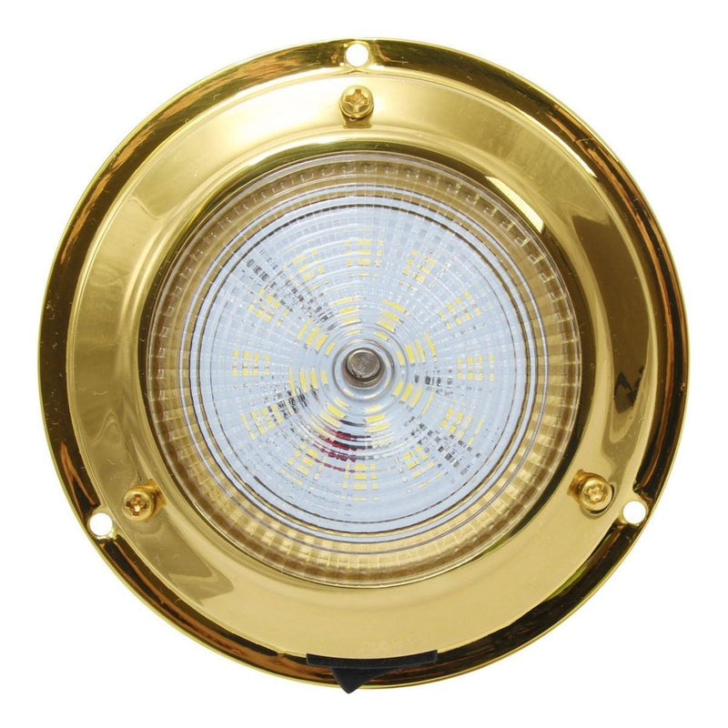 AAA 12V Brass Dome Light Natural White LED 106mm 3" Dome AAA - UK Camping And Leisure