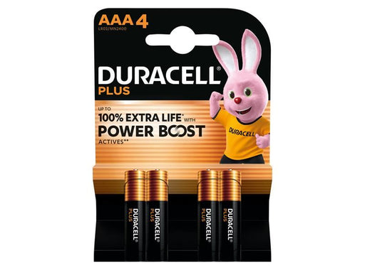 Duracell AAA Cell Plus with Power Boost Batteries (Pack 4) Duracell - UK Camping And Leisure